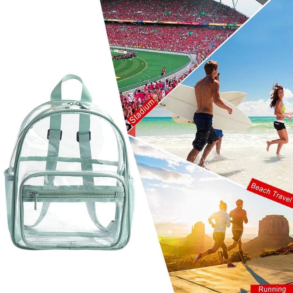 Transparent PVC Outdoor Sports Fitness Knapsack Casual Travel Visible Backpack Large Capacity Waterproof Top-Handle SchoolBag