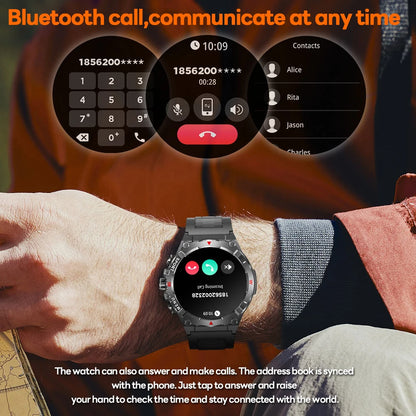 Military GPS Smart Watch Men AMOLED HD Screen Altitude Compass Heart Rate Sports Watch BT Calling IP68&10ATM Waterproof Watch