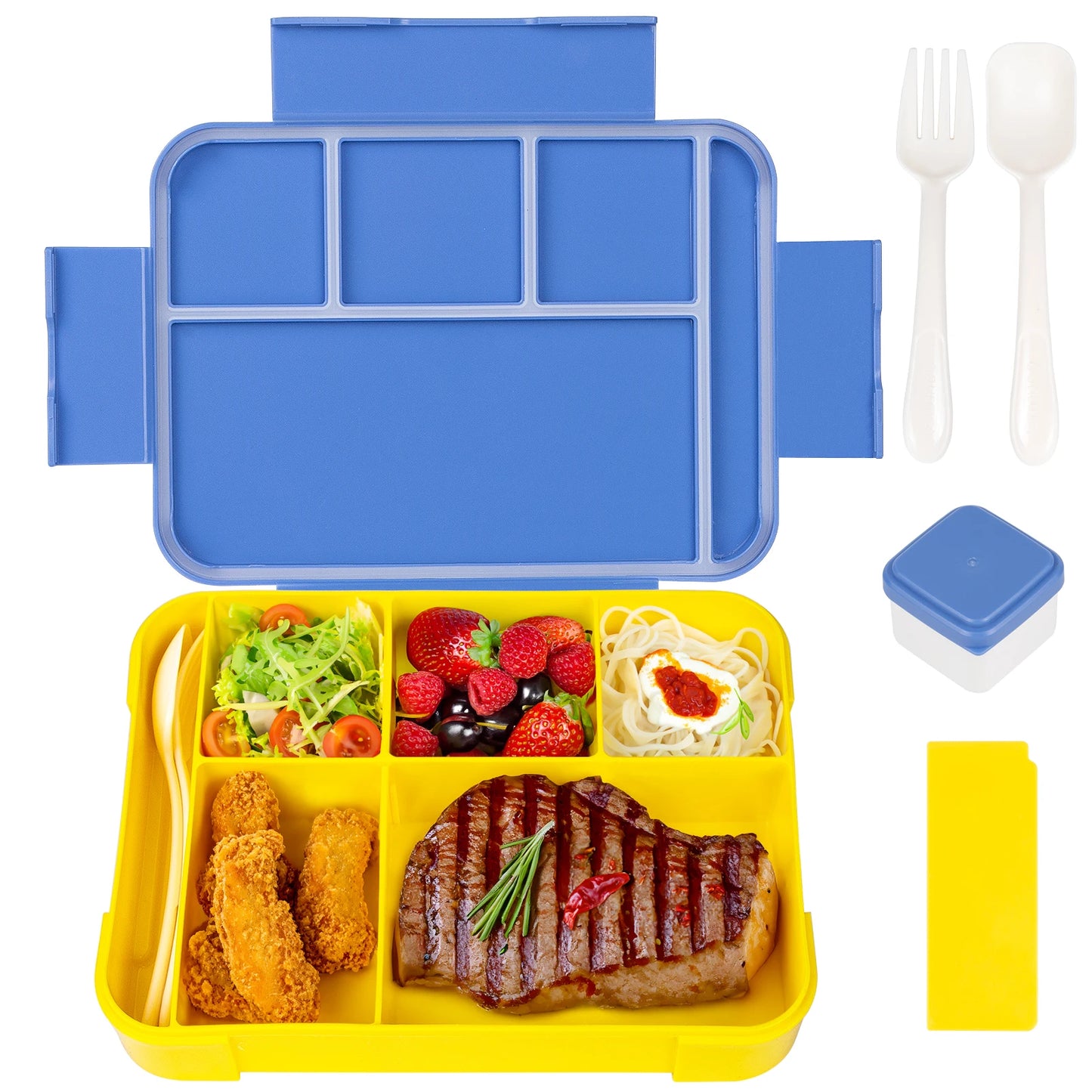 1330ML Lunch Box Adult Bento Boxes Food Containers with 6 Compartment and Tableware For Snack Work School Microwave Oven Heating