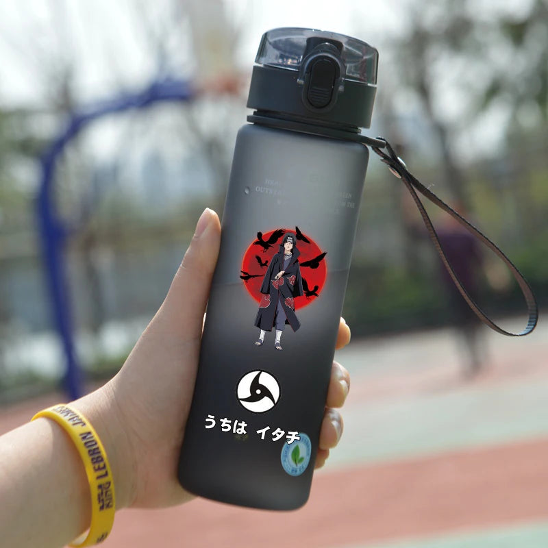 Naruto Sasuke Anime Pattern Plastic Drinking Cup Cartoon Water Bottle 560ml High Capacity Portable Sports Water Bottle Boy Girls