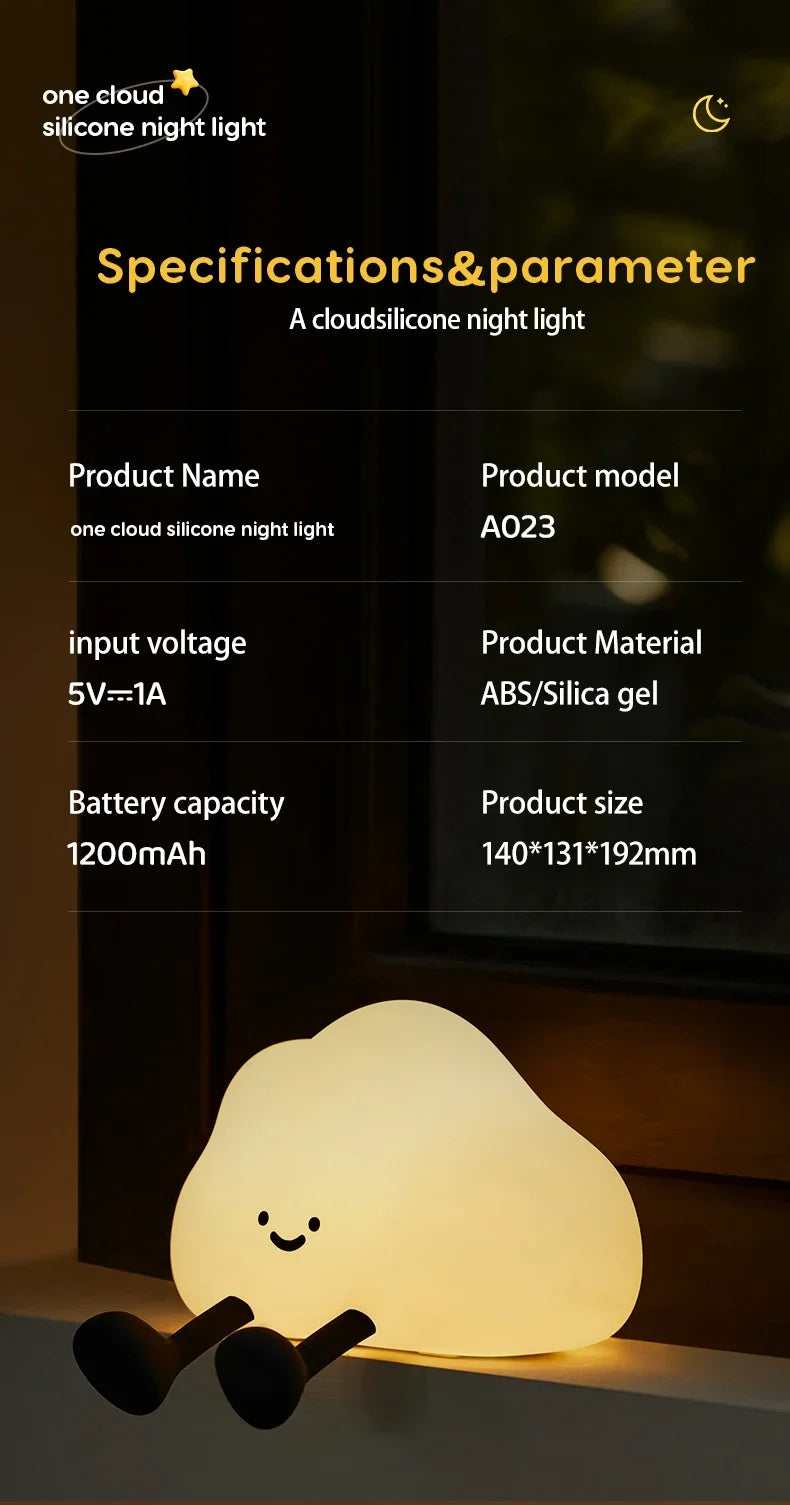 Cute Silicone Night Light Dimmable Nursery Sleeping Lamp Touch Control Nightlights USB Rechargeable Table Lamp For Baby Child