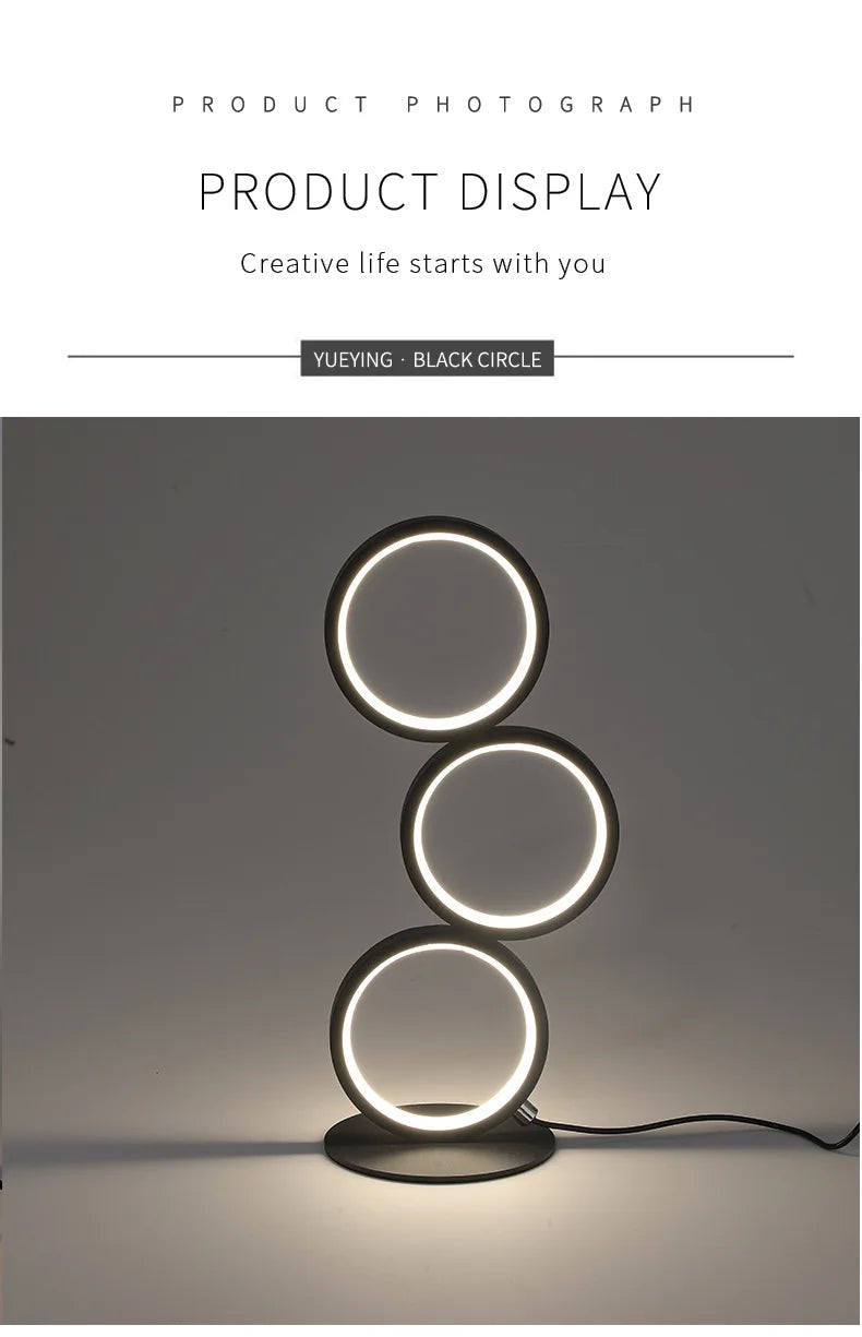 Dimming Table Lamp Intelligent Touch Ring Night Light Bedroom Simple Modern Living Room Lamp Monochrome Circle DeskTable Lamp