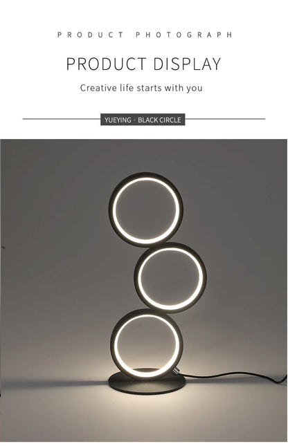 Dimming Table Lamp Intelligent Touch Ring Night Light Bedroom Simple Modern Living Room Lamp Monochrome Circle DeskTable Lamp