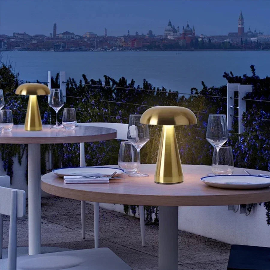 Retro LED Night Light Mushroom Touch Sensor Desk Lamp Rechargeable Reading Lights For Bedroom Restaurant Bar Decor Lighting