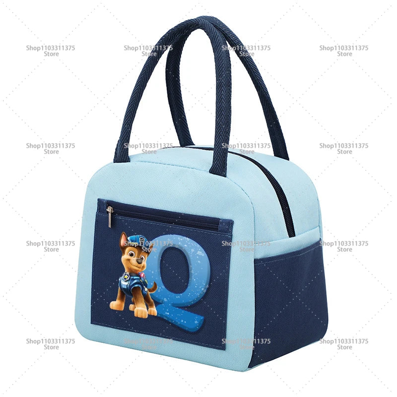 Cute PAW Patrol Thermal Bag Food Storage Container Letter A-Z Student Lunchbox Cartoon Fashion Handbags Bento Durable Bags Gifts
