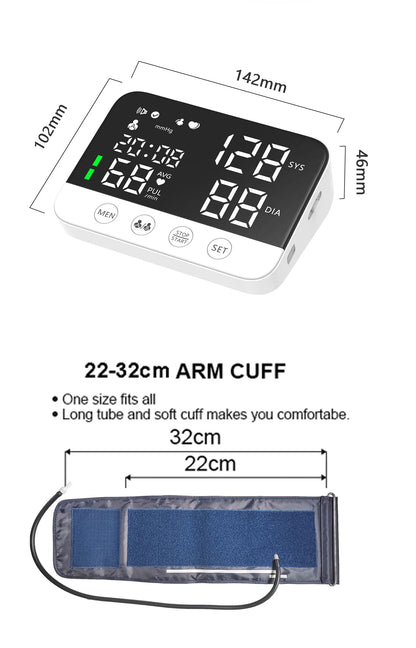 Voice Blood Pressure Monitor Arm Cuff Tonometer Digital Sphygmomanometer Electronic  Medical BP Monitors with CE FDA