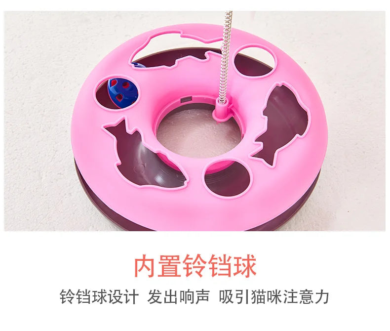 Funny Cat Toys for Indoor Cats Interactive Kitten Toys Roller Tracks with Catnip Spring Pet Toy with Exercise Balls Teaser Mouse