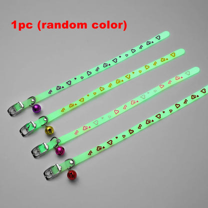 Fashion Pet Glowing Collars with Bell Glow at Night Dogs Cats Necklace Light Luminous Neck Ring Accessories for Kitten and Puppy