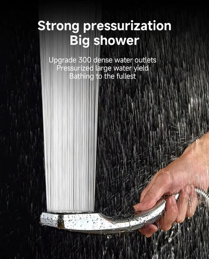 300 Holes Pressurized Showerhead Hand Hold Square Rain Shower Head Water Saving Rainfall Spray Nozzle Bathroom Accessories