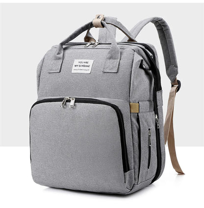 New Folding Mommy Bag Lightweight Portable Folding Crib Bed Large-capacity Baby Backpack Mommy Baby Diapers Bags Outting Bag