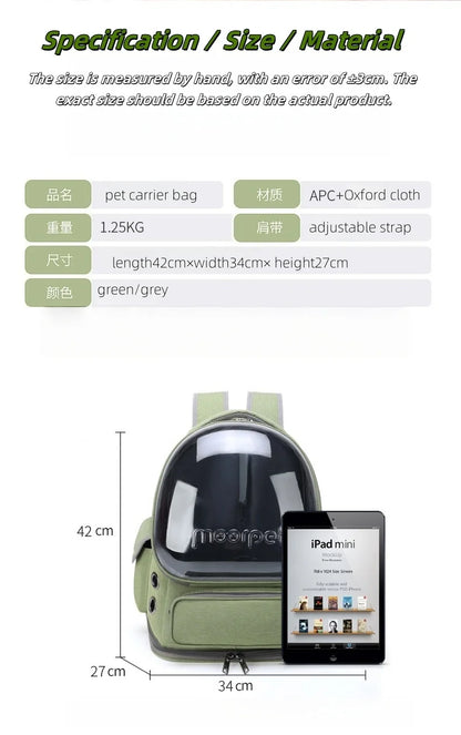 Transparent Pet Carrier Backpack Outdoor Travel Essential for Cats Small Dogs Breathable Design Comfortable Premium Pet Supplies