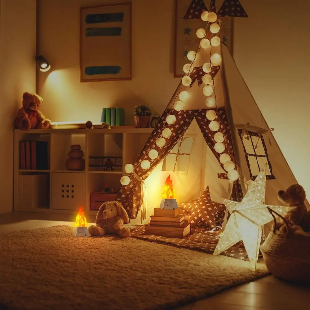 USB Rechargeable Flickering Flame Lamp 35H Runtime Energy Saving 3D Fake Fire Night Light Rechargeable Battery 3 Modes