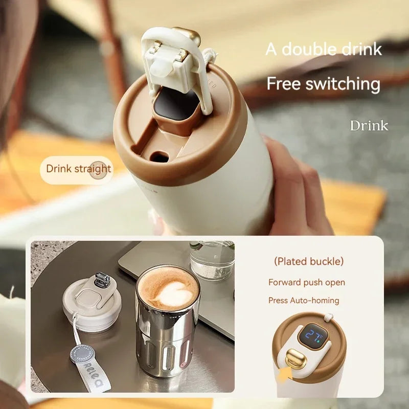 450ML Coffee Cup LED Temperature Stainless Steel Thermo Water Bottle  Display Keep Cold and Heat Thermal Mug Travel Vacuum Flask