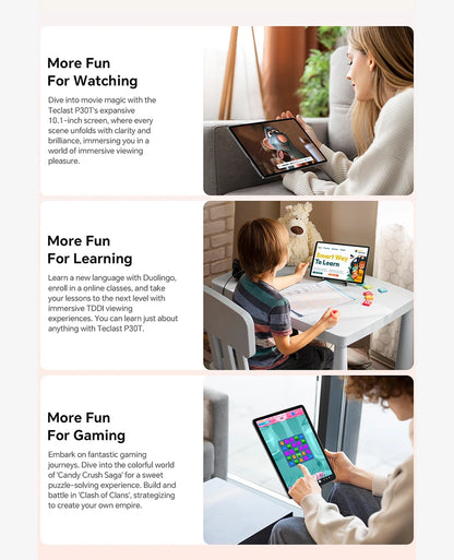 Teclast P30T Android 15 Tablet 10.1" IPS Max 12GB RAM 128GB ROM T606 8-core 6000mAh Keyboard/Case/Mouse/Stylus/Headphone/Stand
