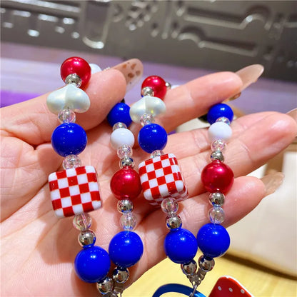 Wholesale Sanrio Keychain Hello Kitty Schoolbag Pendant Kawaii Kt Red Blue White Cartoon Key Kitty Tv Beaded Keyring Girl Gift ﻿