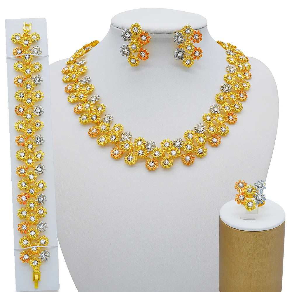 2023 Fine Jewelry Sets For Women Dubai Bridal Wedding Gifts Necklace Bracelet Earrings Ring Jewellery Set African Bead jewelry