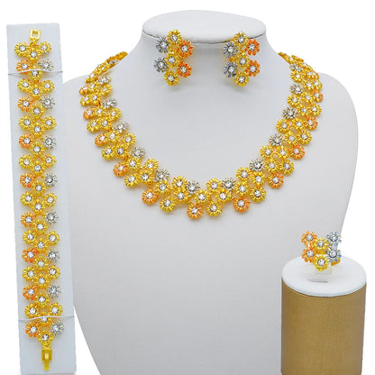 2023 Fine Jewelry Sets For Women Dubai Bridal Wedding Gifts Necklace Bracelet Earrings Ring Jewellery Set African Bead jewelry