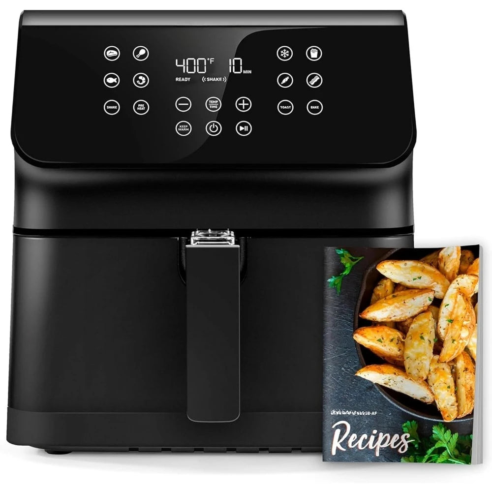 High quality 12-in-1 Air Fryer 5.8QT,Toast,Bake,Nutrition Facts for 100+ In-App Recipes,Detachable Square Basket,Dishwasher Safe