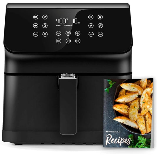 High quality 12-in-1 Air Fryer 5.8QT,Toast,Bake,Nutrition Facts for 100+ In-App Recipes,Detachable Square Basket,Dishwasher Safe
