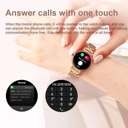 Bluetooth Call Smart Watch Screen Always Display 1.04 inch AMOLED Screen Fashion Ladies Smartwatch Metal Body Small Screen Watch