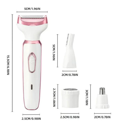 4in1 Electric Epilator Lady Shaver Body Arm Leg Hair Removal Device Painless Cordless Eyebrow Trimmer Women Razor USB Charging