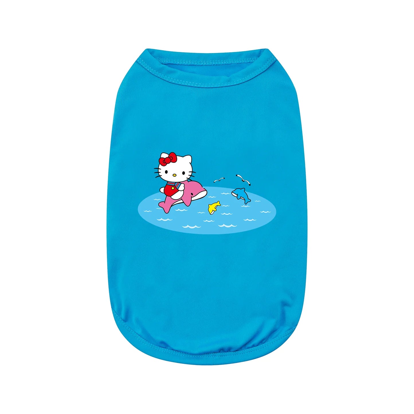 1 piece of polyester fiber material, cat ocean swimming print pattern, fashionable pet vest