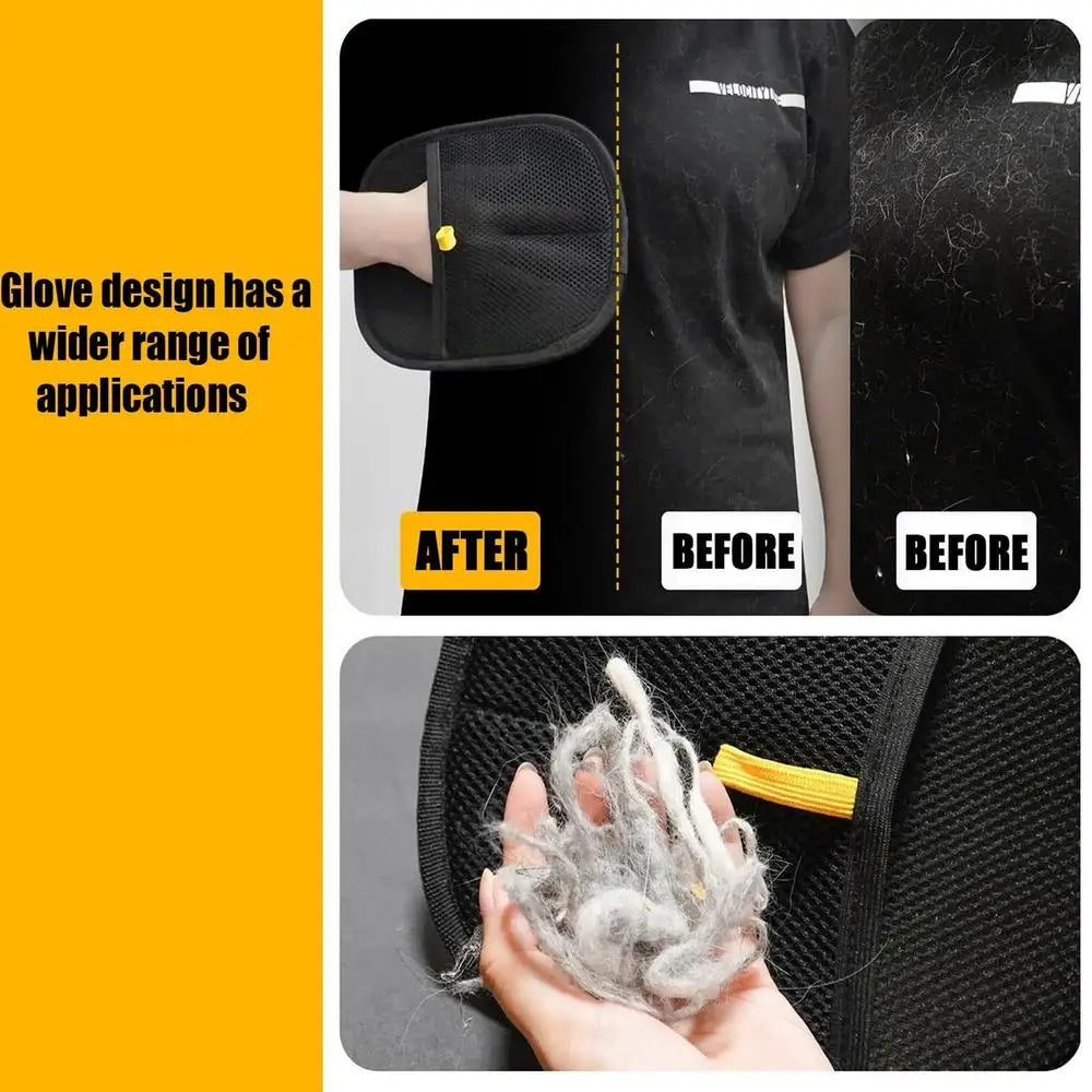 Pet Grooming Gloves Cats Hair Brush Pet Hair Removal Gloves Dual Brush Static-Free Cat Hair Cleaning Tool Hair Stripping Mitts