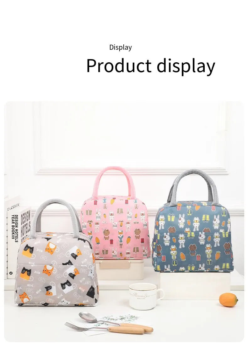 Cartoon Lunch Bag Portable Insulated Thermal Heat Children's Bento Bag Picnic Tote Kid School Lunch Box Bags Cooler Ice Pack New