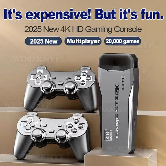 4K TV Game Stick Built-in 20000+ Games Retro Handheld Game Player NEW Video Game Console 64G 2.4G Wireless Controller Gamepad