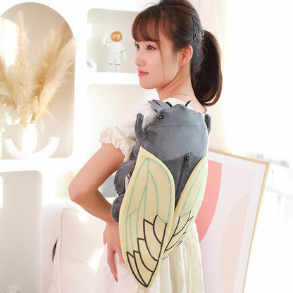 45cm Funny Creative Cartoon Insect Cicada Beetle Plush Doll Backpack Brown Green Insect Soft Plush Toy Gift For Boys And Girls