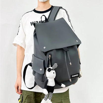 Large Capacity Men's Shoulder Bag Waterproof Multi Pocket Business Backpack Solid Color Lightweight Outdoor Storage Bag