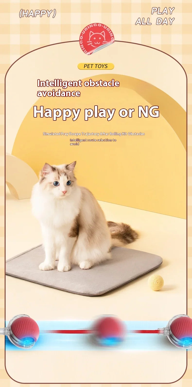 Smart Interactive Cat Toys Ball Auto Electric Rolling Ball Toys for Cat Kitty Pet Automatic Training USB Rechargeable Cat Toy