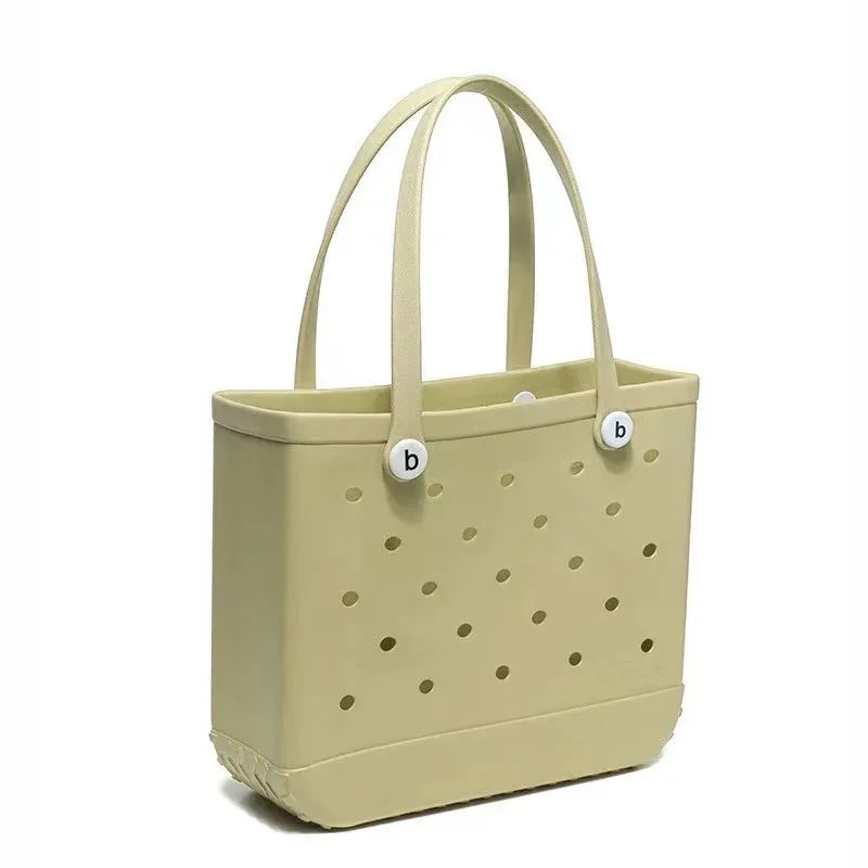 Fashion Large Beach Bags EVA Rubber Waterproof Storage Baskets Travel Shopping Handbag Women Shoulder Solid Color Jelly Bag
