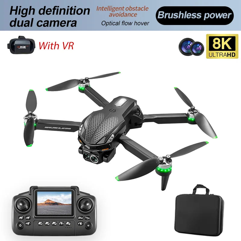 2025 S168 RC Drone Brushless Motor 8K HD Dual Cameras Optical Flow Positioning and Intelligent Obstacle Avoidance Aircraft Toy
