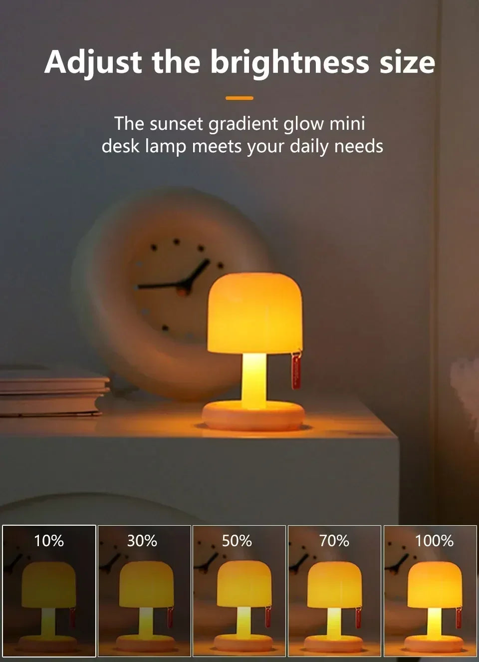 Mini Sunset Night Lamp Desktop Creative USB Rechargeable Ins Mushroom Style Led Night Light for Coffee Bar Home Decor Bedroom