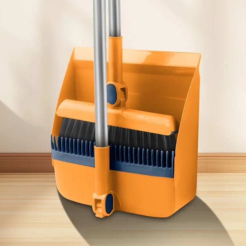 2025 Brand-new 2-in-1 rotatable and foldable magnetic broom and dustpan cleaning set, enlarged and thickened household broom