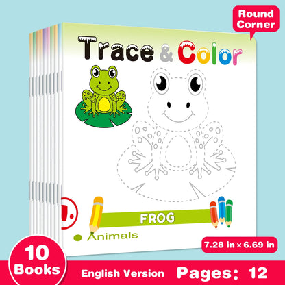 1 set of 10 children's handwriting tracking simple drawing coloring books simple simple drawing learning and DIY color coloring