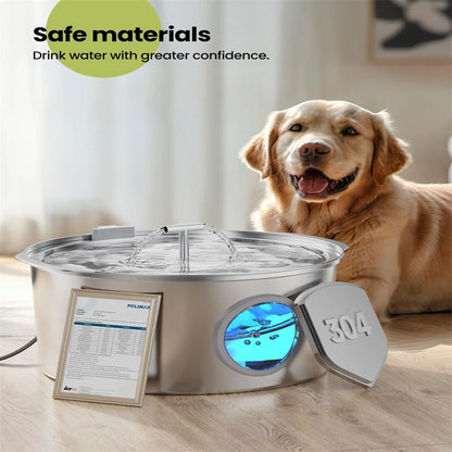 7L Large Capacity Stainless steel Cat Dog Pet Drink Fountain With Water Level Window Silent Water Pump Dispenser USB Water Bowl