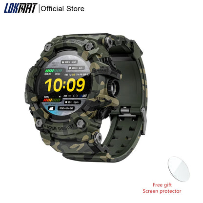 LOKMAT ATTACK-GT Upgrade Sport Smart Watch Waterproof Bluetooth Calls Rugged Smartwatches Flashlight Fitness Tracker for Phone