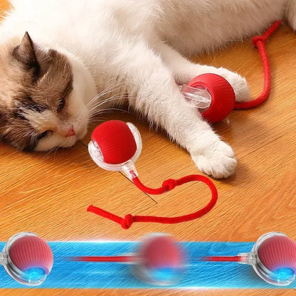 Cat Interactive Ball Toy, Automatic Rolling Ball with Tail, Rechargeable Smart Pet Interactive Toy, Intelligent Mouse for Cat