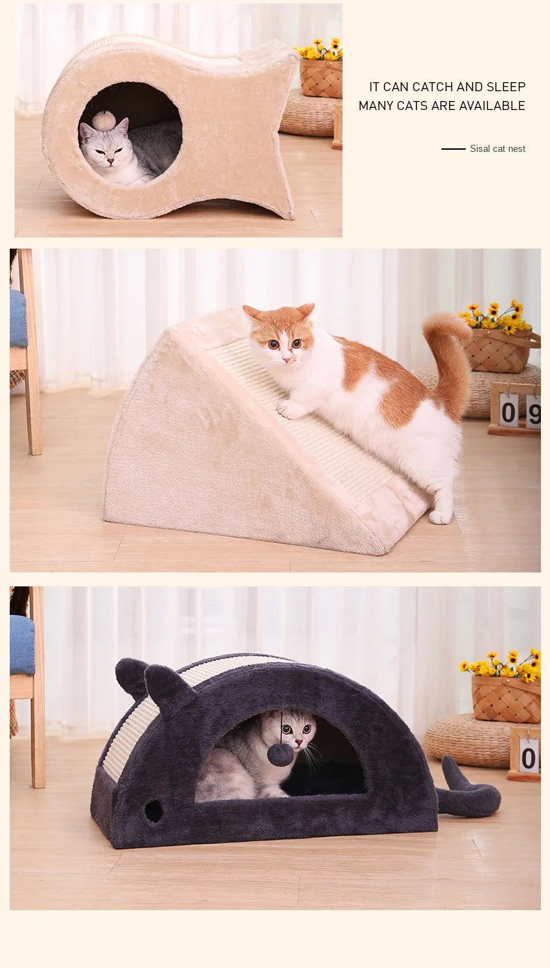 Cat Nest Warm Cat House Enclosed House All Year Round Winter Cat Sleeping Nest Pet Supplies