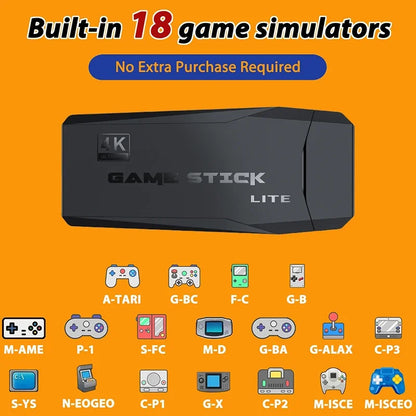 4K TV Game Stick Built-in 20000+ Games Retro Handheld Game Player NEW Video Game Console 64G 2.4G Wireless Controller Gamepad