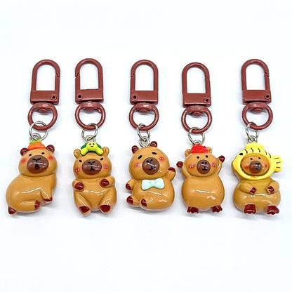 Cartoon Mini Capybara Keychains Women Men Backpack Charms Pendants Accessories Animal Bag Keyring Couple Friend Jewelry Gift
