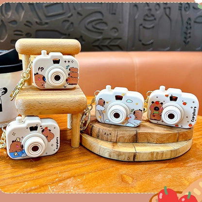New Capybara Projection Camera Keychain Cartoon Kawaii Mini Camera Keyring Hanging Decoration Fashion Backpack Pendant