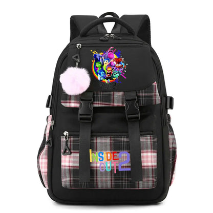 Inside Out 2 Girls Anime Cute Backpack Boy Cartoon Printed Schoolbag Children Large Capacity Book Bag Kids Shoulders Bag