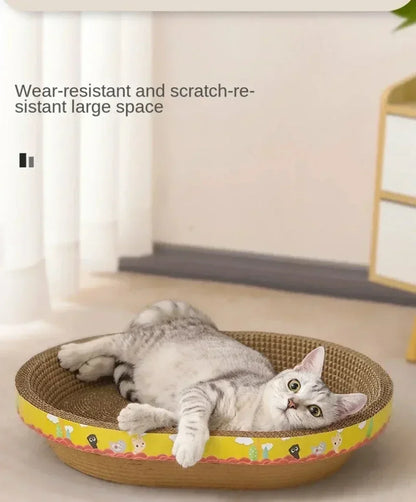 Oval Cat Scratching Board Protect Furniture Grinding Claw Toys  Corrugated Paper Wear-resistant Cat Nest Cat Accessories