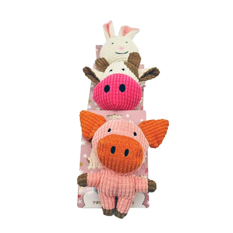 Plush Dog Toy Bite Resistant Squeaky Sound Dog Toy for Small Large Dogs Puppy Pets Training Accessories Cute Animals Shape