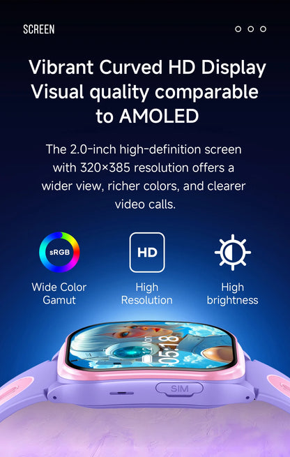 Kids 4G Smart Phone Watch 2.0'' 2+16G APP Download GPS WIFI Video Call  Camera Children Smartwatch Monitor Tracker Location