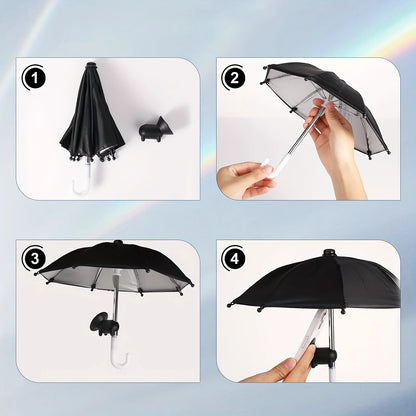 Creative Mini Umbrella Phone Stand, Universal Waterproof Holder for Smartphones, Portable Outdoor Rain & Sun Accessory