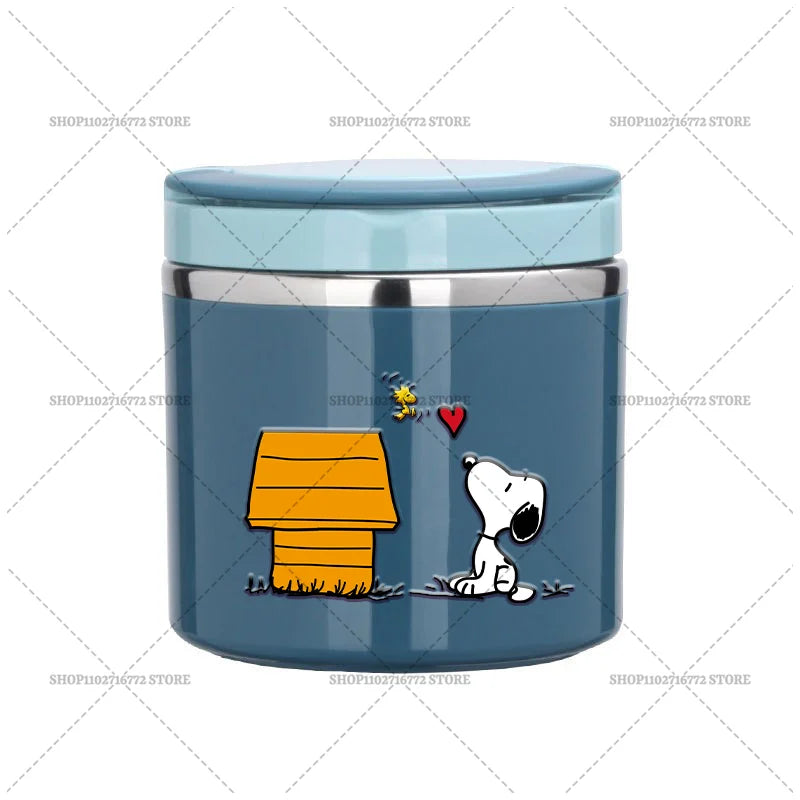 630ml Snoopys Food Thermal Jar Insulated Soup Cup Stainless Steel Vacuum Lunch Box with Handle Portable Sealed Bento Boxes Gift